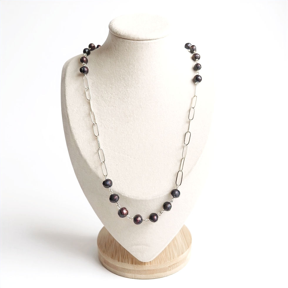 Black Cherry Freshwater Pearl & Sterling Silver Cable Chain Necklace – Quarry Atelier