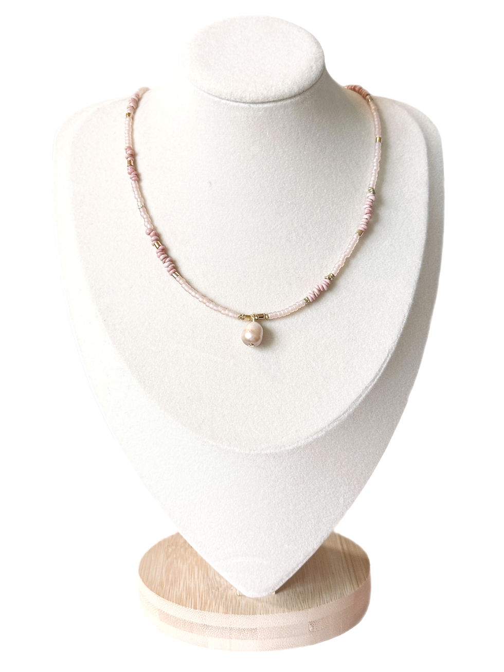 Pua Momi - Blush Pink Seed Bead Necklace with Charm - Moku by Quarry