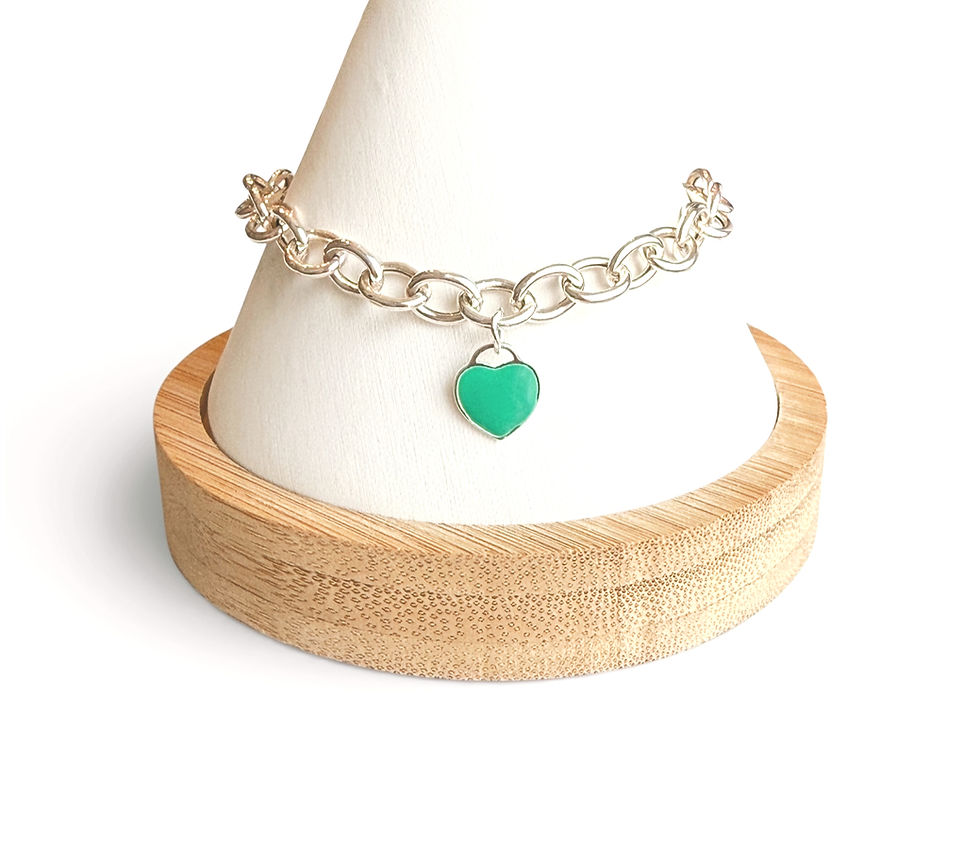 Cœur Argent Bleu “Blue Silver Heart” - Sterling Silver Bracelet with Heart Charm