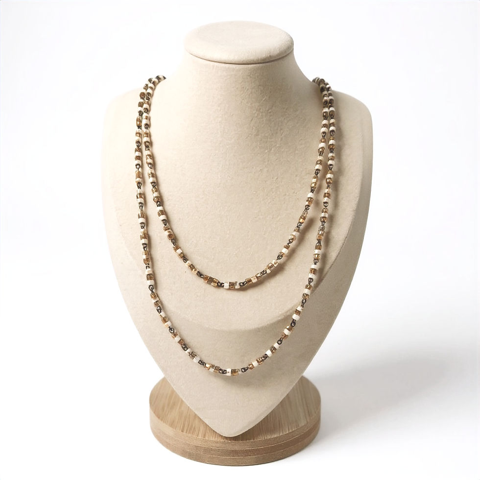Quarry Atelier – Amber & Cream Miyuki Double Strand Necklace