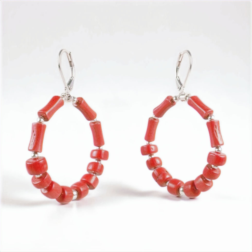 Lana Kūʻokoʻa Earrings " Precious Freedom" - Red Coral - Moku Collection