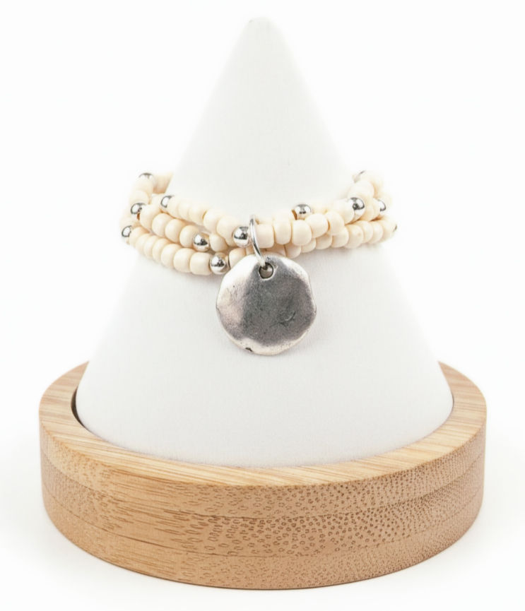 Silver Shore Stack III - Triple-Strand Bracelet - Moku Collection