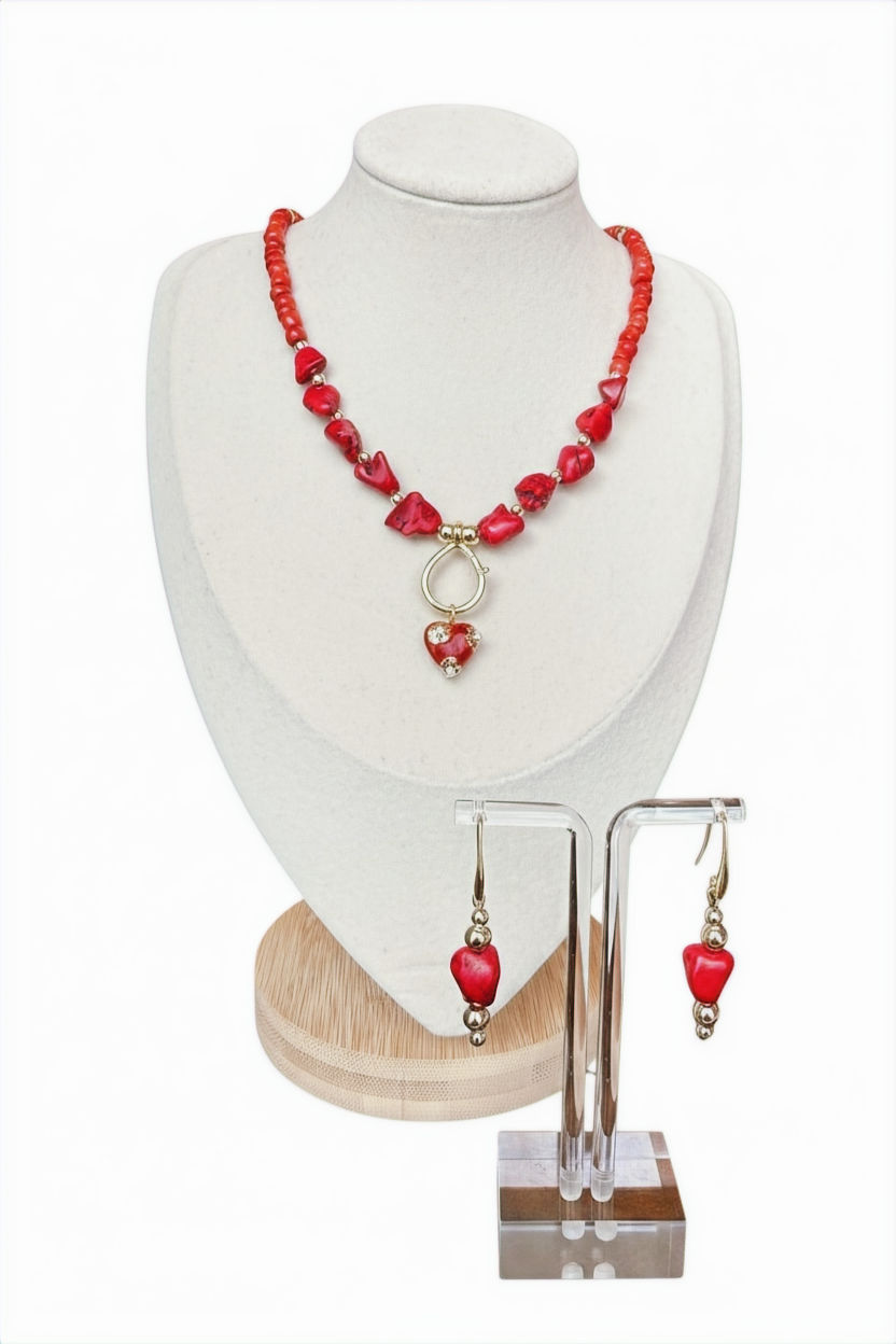 Thumbnail: Moku Reserve – Cuore di Corallo Necklace & Earrings Set