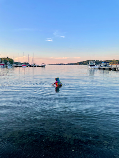 Swimming in Ontario lake in sodus bay