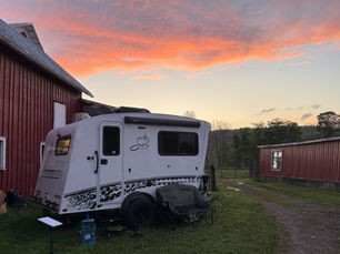 A Sol Dawn camper in the dusk.