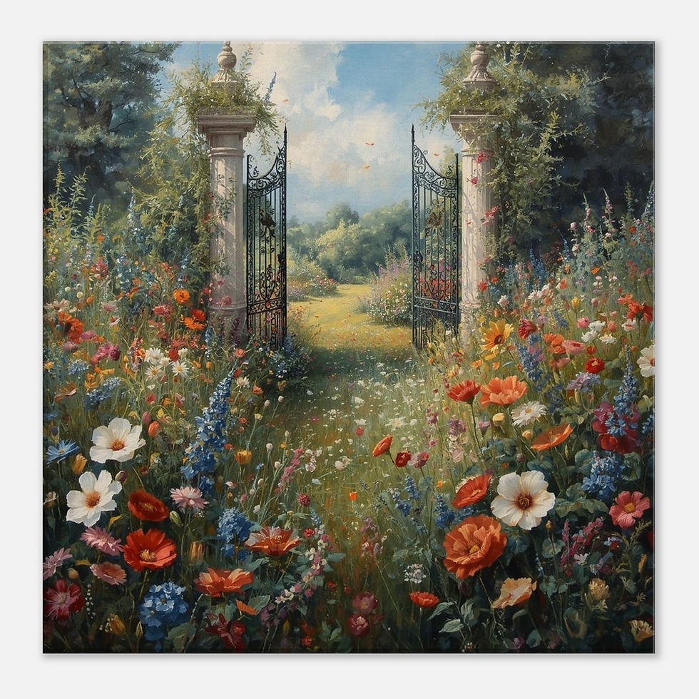 Thumbnail: Enchanted Secret Garden Path Canvas Print | Romantic Flower Archway Wall Art
