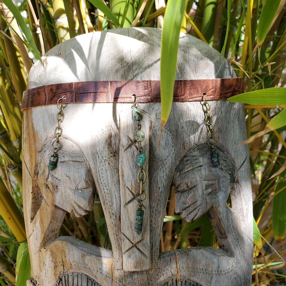 Thumbnail: Around The World African Turquoise On Leather Choker 