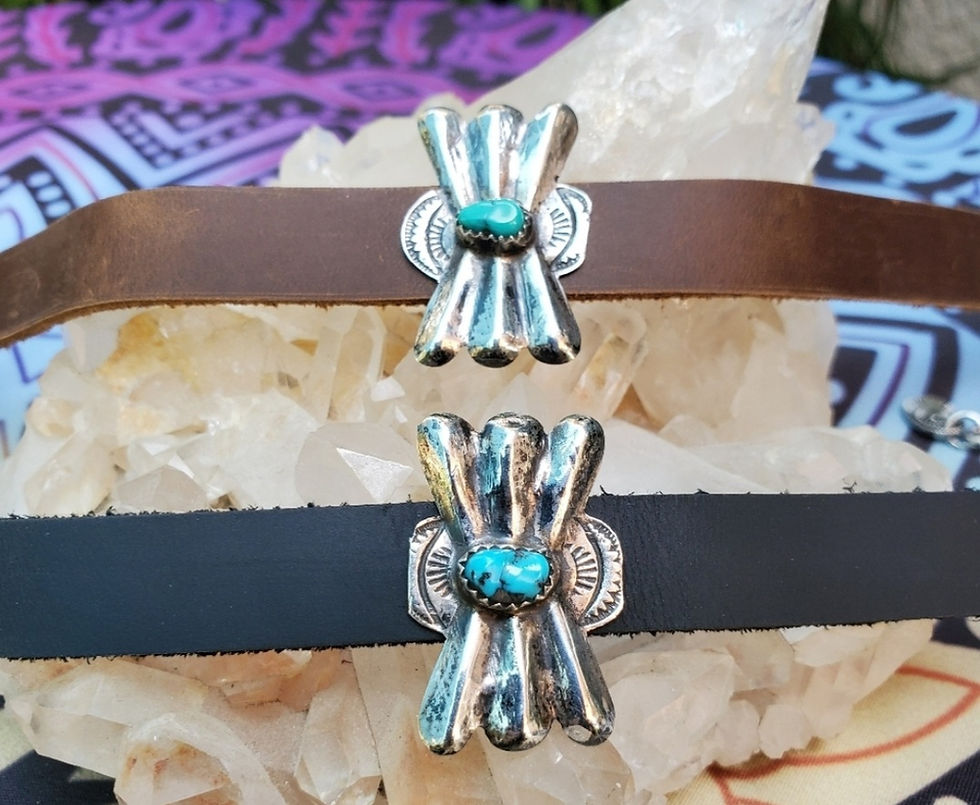 Thumbnail: Vintage Silver Turquoise Fred Harvey Era Choker Original Design 