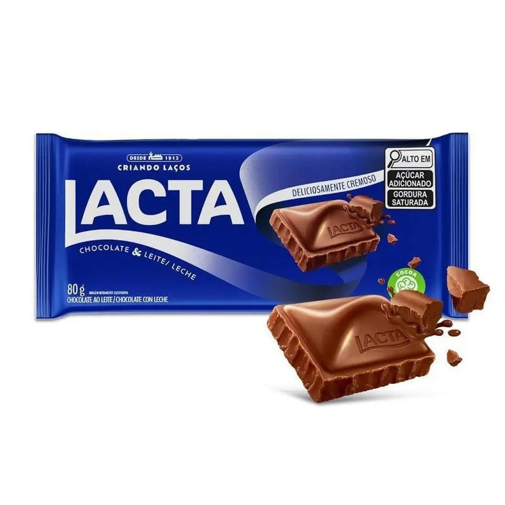 Barra de Chocolate Lacta Ao leite 80g