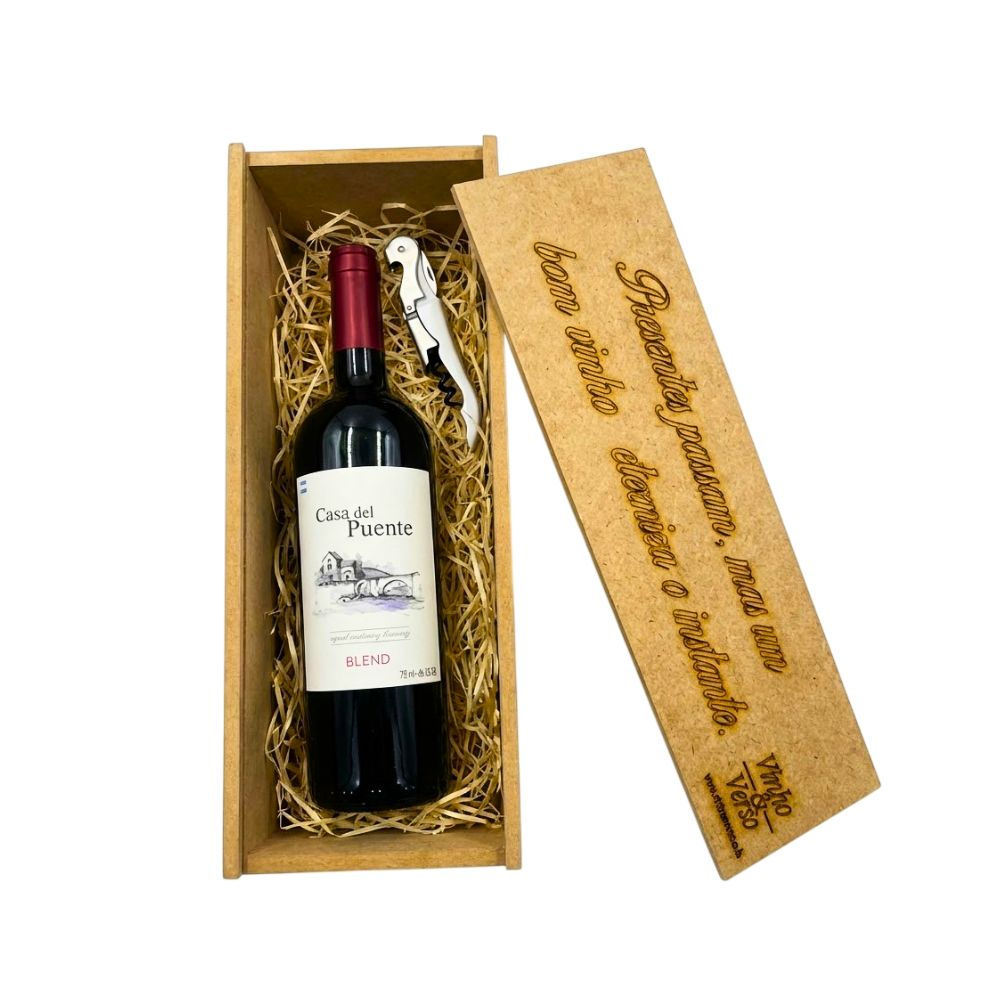 Kit Presente Vinho Argentino Casa Del Puente Blend + Abridor
