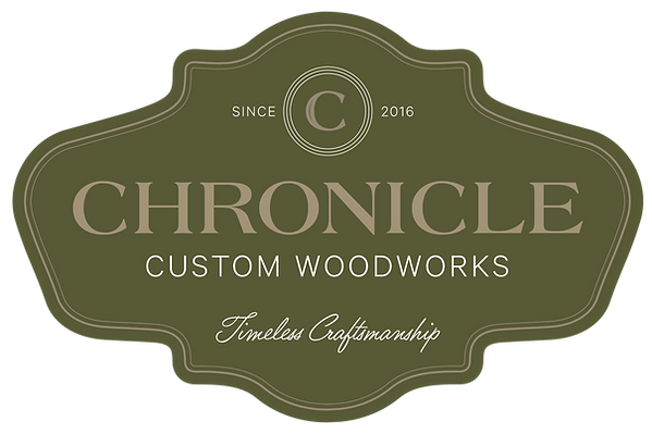 Chronicle Custom Woodworks plaque logo in green.