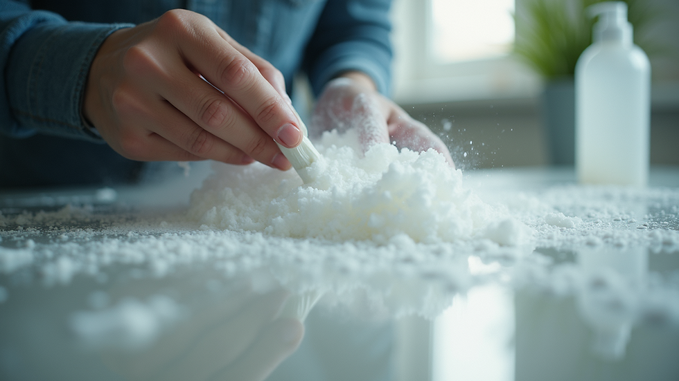 Close-up view of soft washing technique being applied