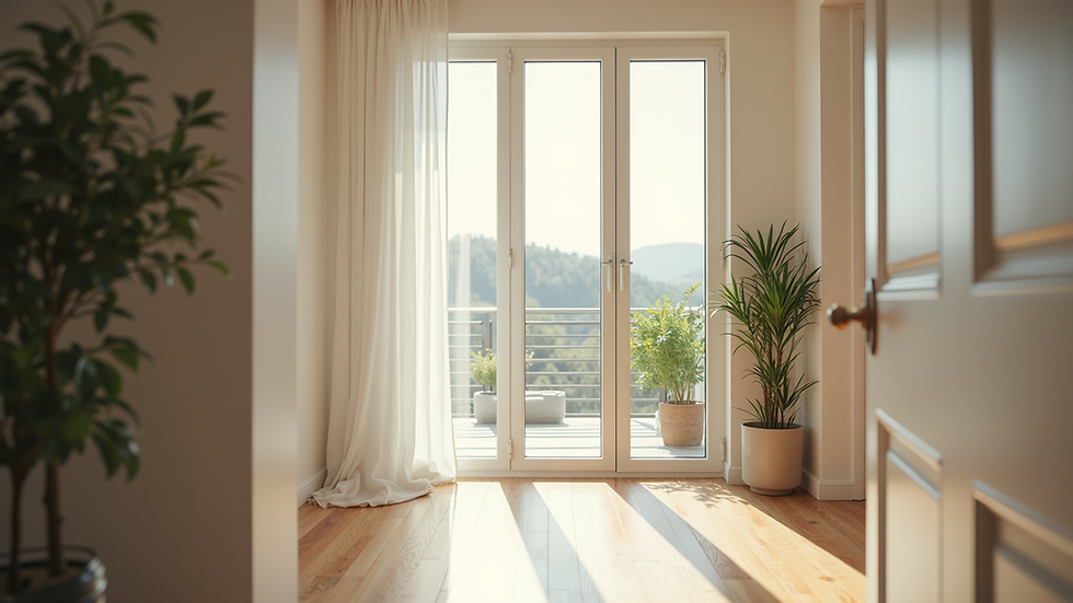 High angle view of a clean home with bright windows