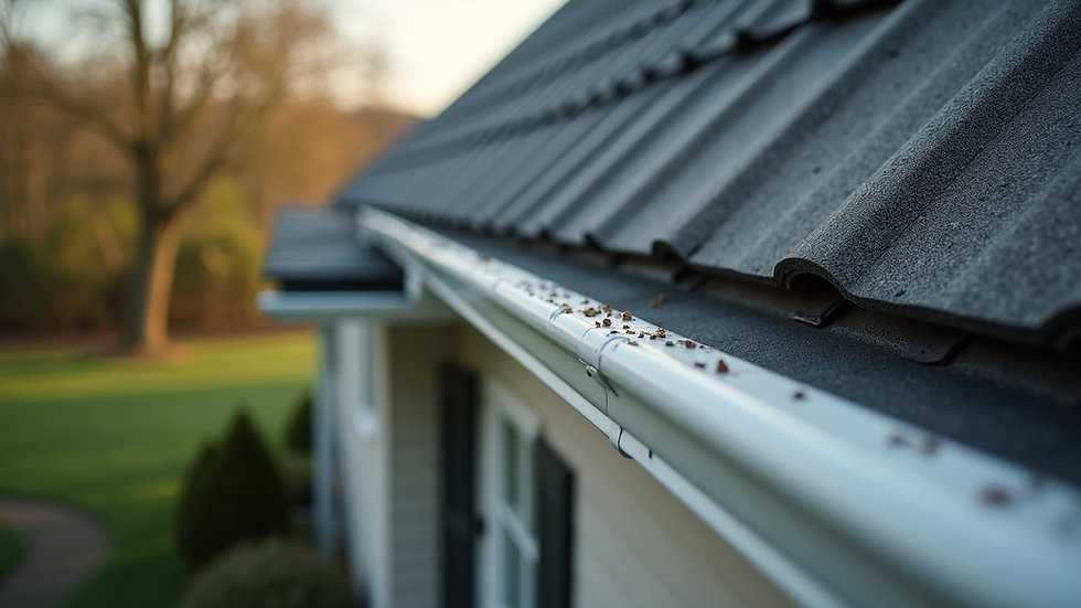 High angle view of an Andover home with a clean roof and gutter system