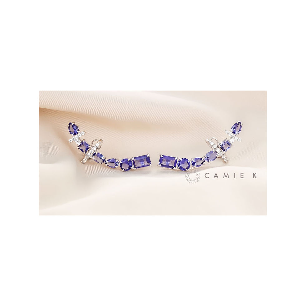 Miniatura: Brincos Earcuff formas G Tanzanita, Prata 925