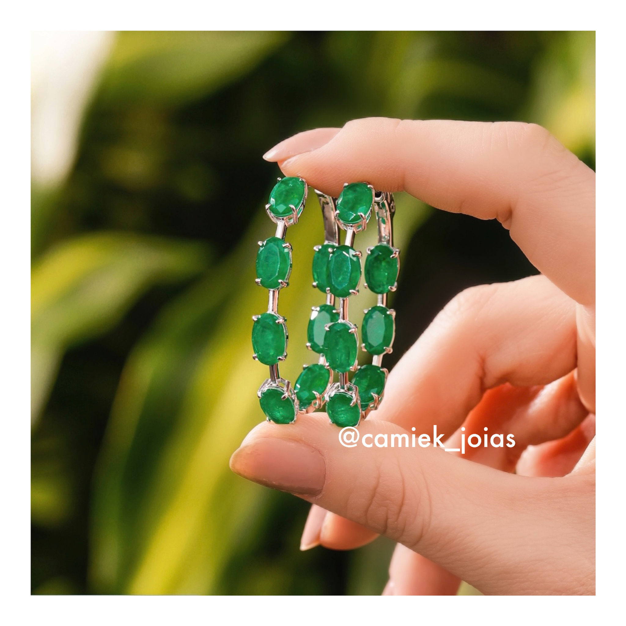 Argola Esmeralda, Prata 925