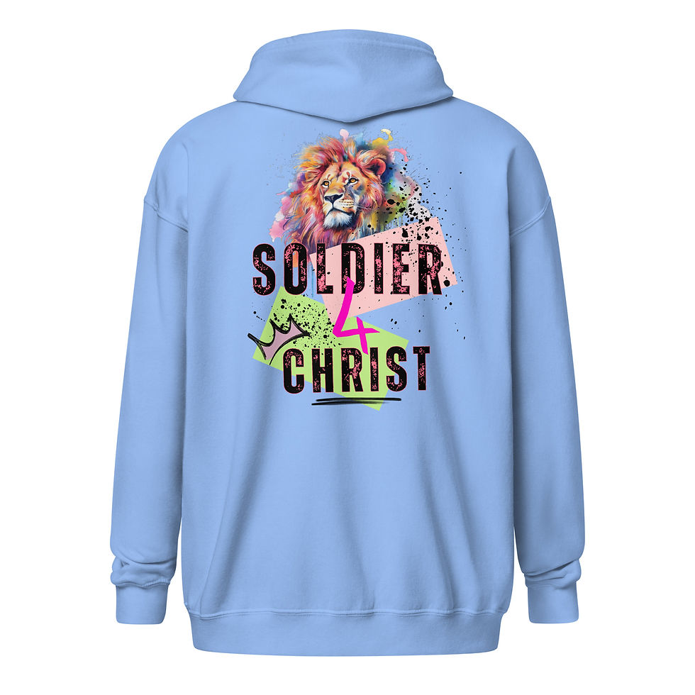Thumbnail: ChristianWalk soldier for Christ back design zip hoodie