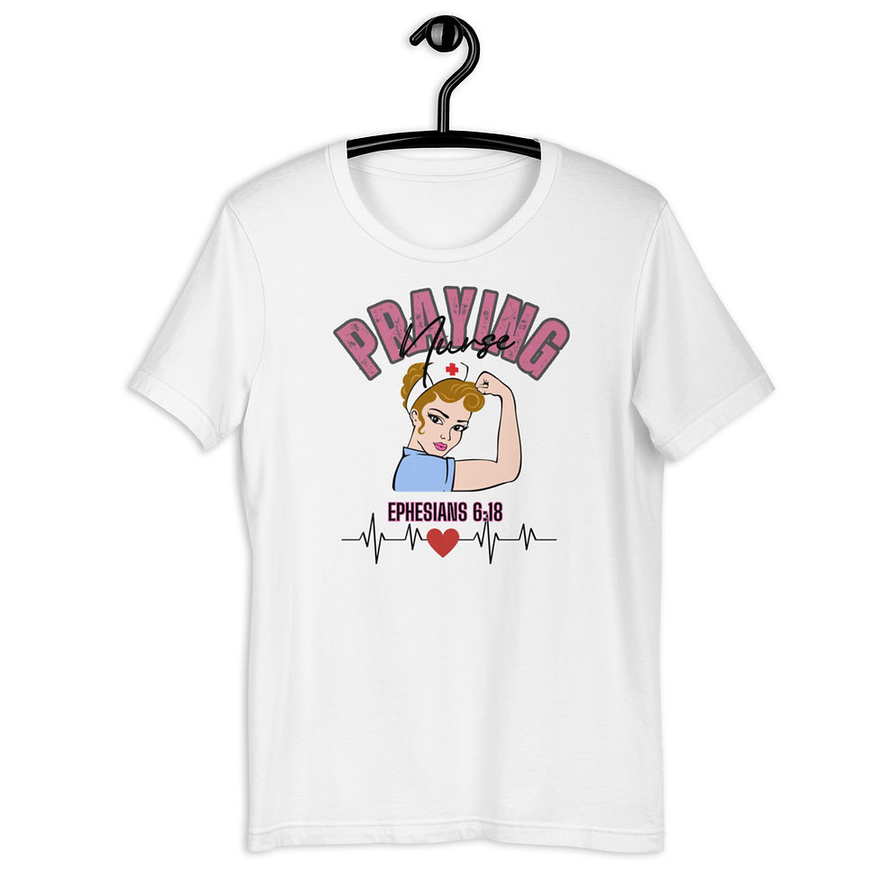 Thumbnail: ChristianWalk praying nurse front design t-shirt