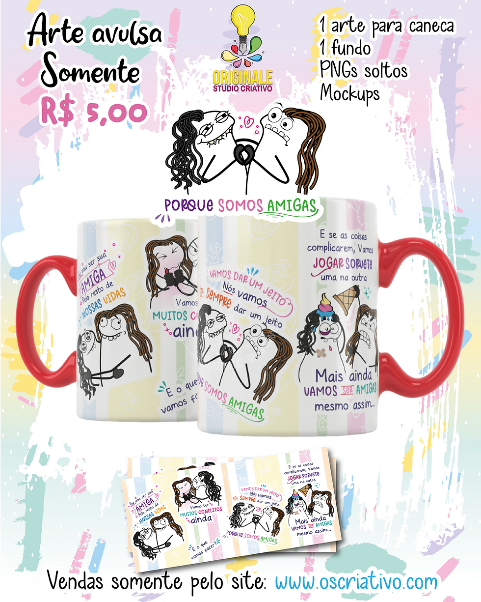 Arte para caneca - Amigas Para Sempre