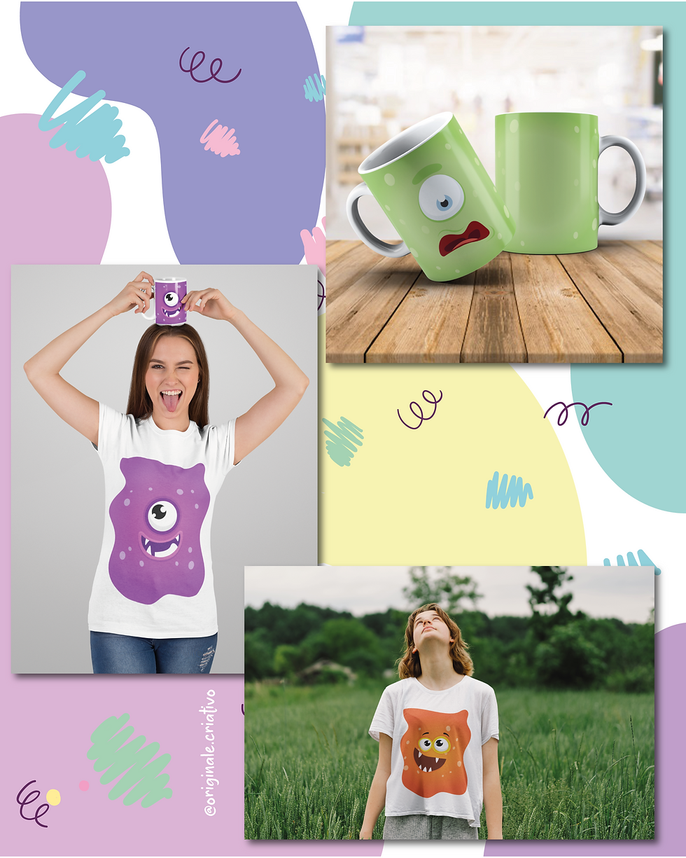Miniatura: Monstrinhos Divertidos - camisetas e canecas