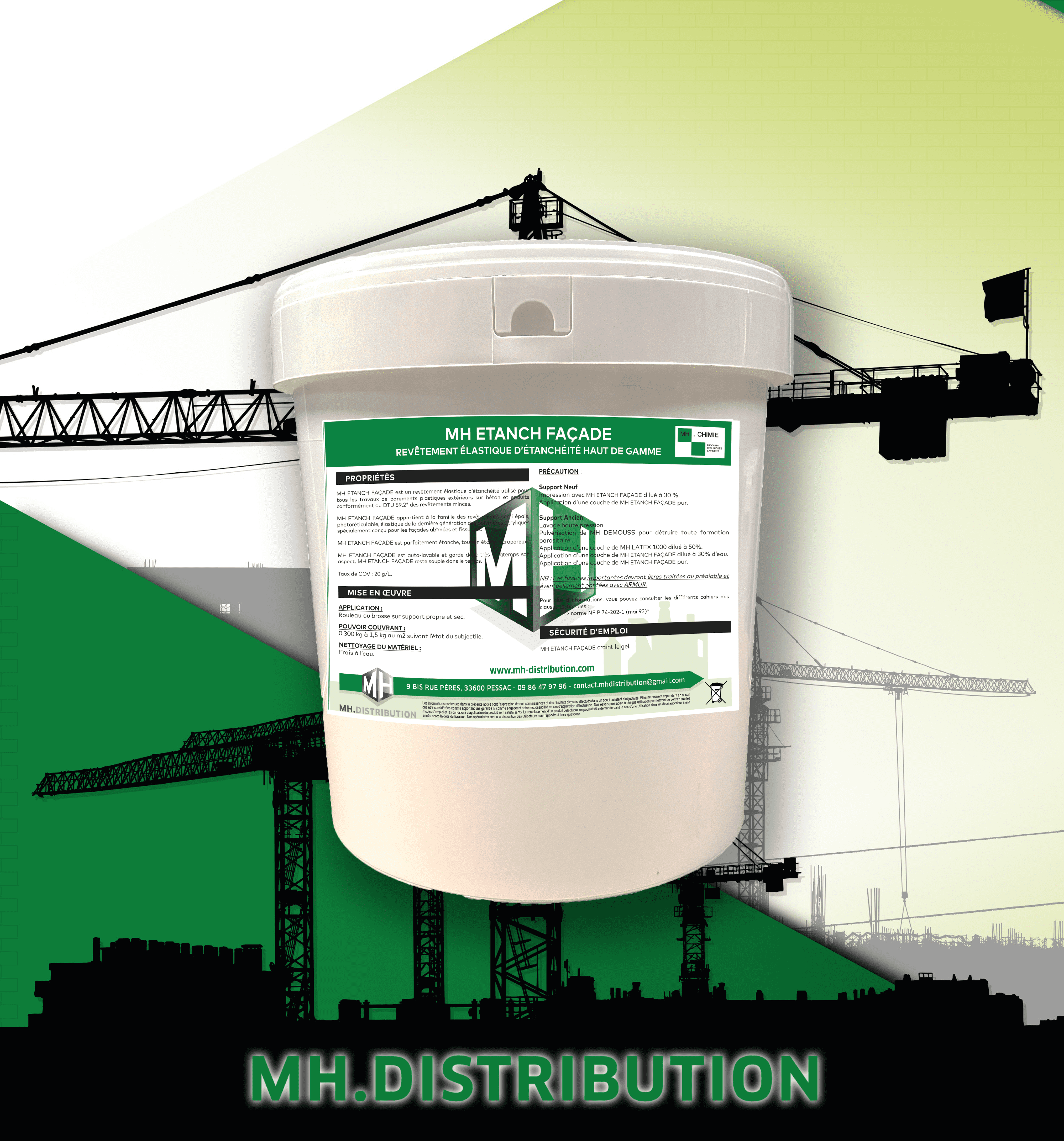 MH ETANCH FACADE /// Peinture façade élastique 400% blanc pierre gris