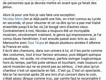 Très touché par ce texte que Loïc Bel,