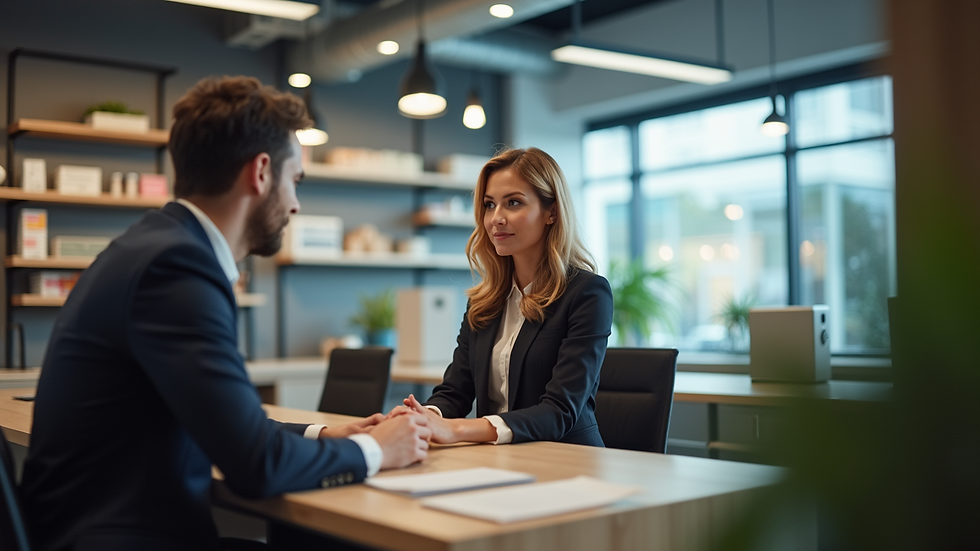 Eye-level view of a customer service representative assisting a client