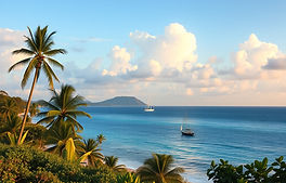 Tropical Coastline with a silluette of sailboat in the skyline.jpg