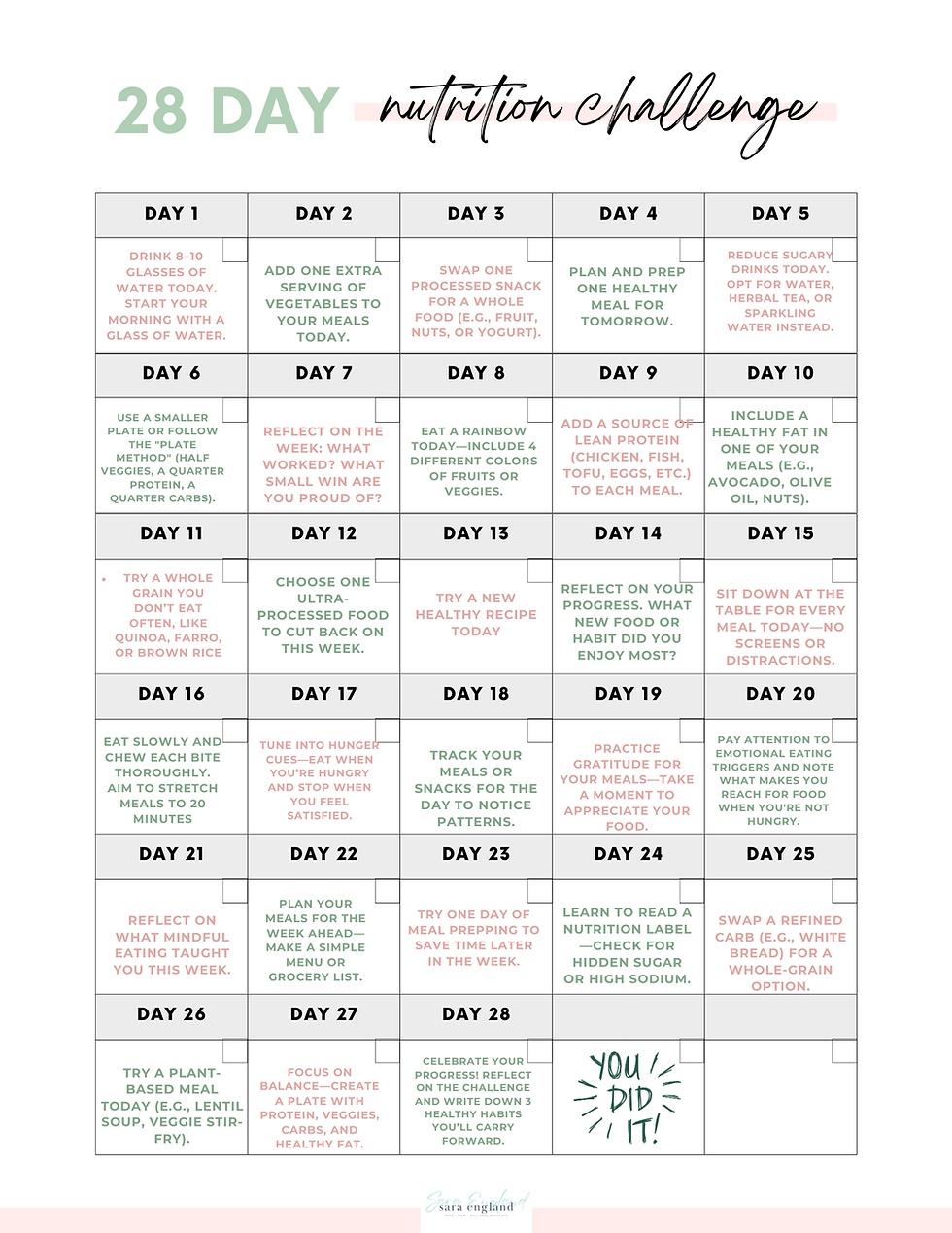 28 day nutrition challenge