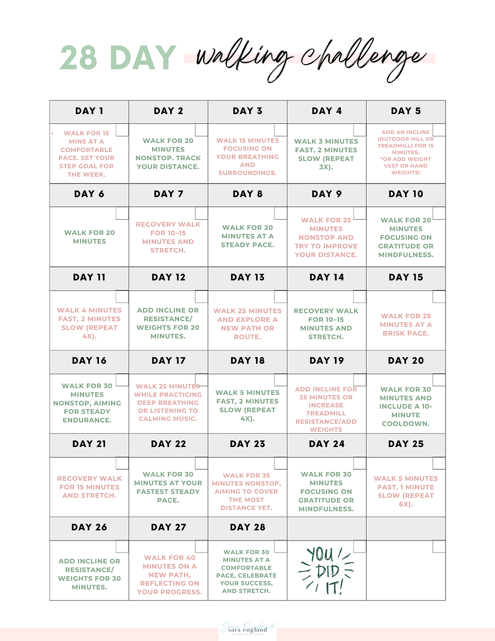 28 day walking challenge