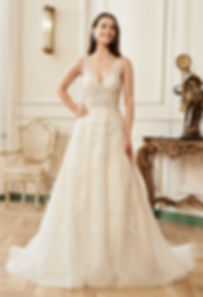 RHO BRIDAL™ GORGEOUS ILLUSION V-NECKLINE WITH LACED STRAPS  WEDDING DRESS