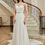 Thumbnail: RHO BRIDAL™ ILLUSION CAP SLEEVE, CHIFFON SKIRT DETACHABLE TRAIN WEDDING DRESS