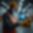 A worker in a warehouse with location icon, near a forklift