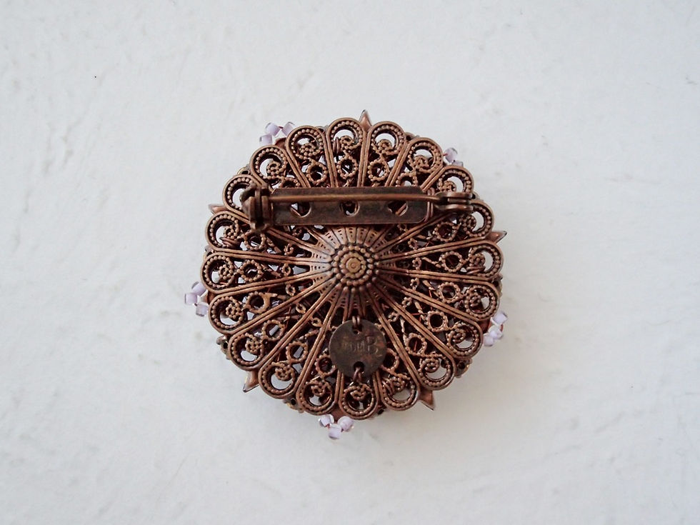 Thumbnail: PURPLE RHINESTONE BROOCH Circle back view
