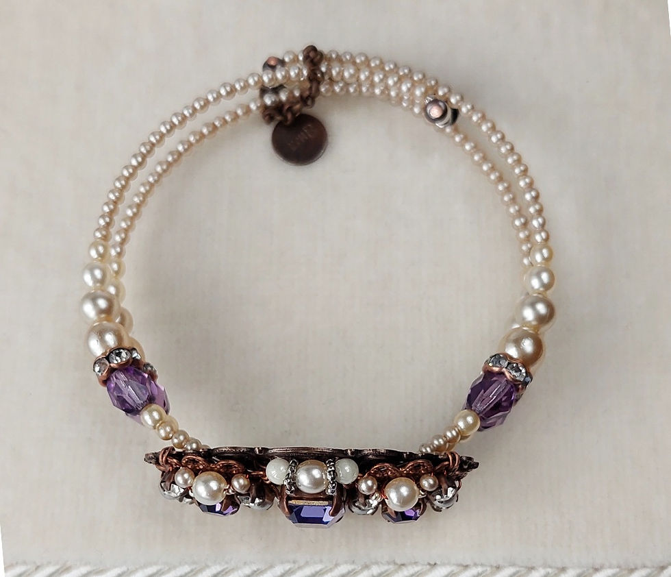 Thumbnail: Purple Rhinestone Bracelet Cuff in Vintage Style