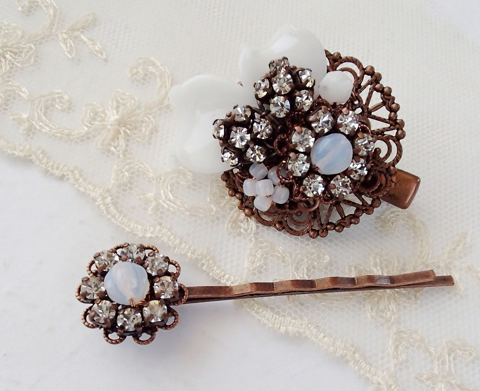 Thumbnail: WHITE BRIDAL HAIR CLIP vintage style wedding