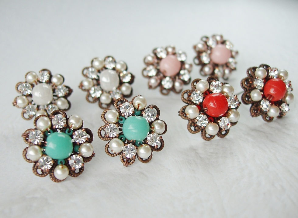 Thumbnail: Red Crystal Rhinestone Earrings
