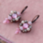SWEET PINK EARRINGS with GLASS LEAVES side view