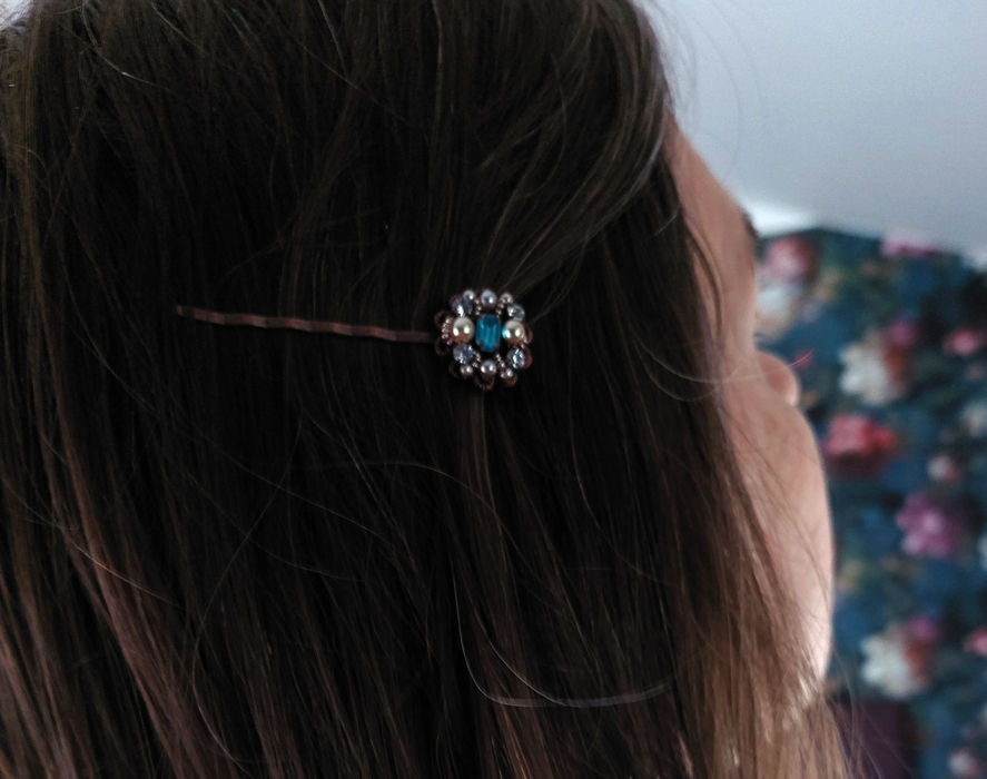 Thumbnail: BLUE RHINESTONE HAIR PIN Hair Jewelry
