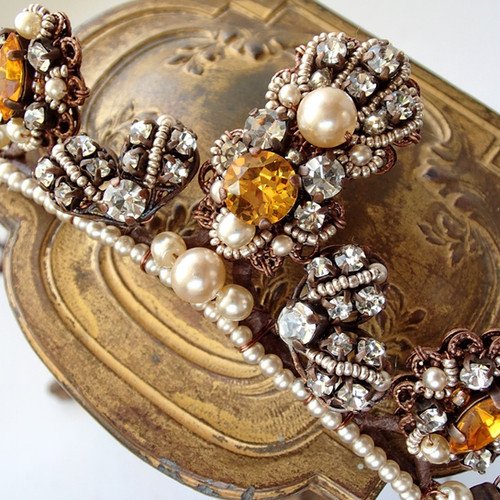 VINTAGE STYLE TIARA with TOPAZ Yellow | mdmbutiik