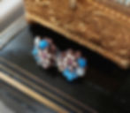 Thumbnail: FLORAL EARRINGS in BLUE PINK YELLOW flower design
