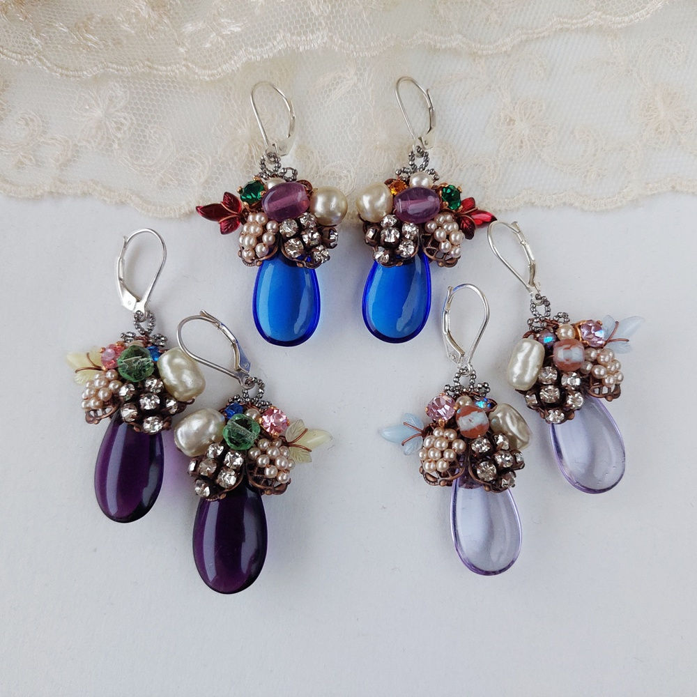 Multicolor Earrings in Vintage Style