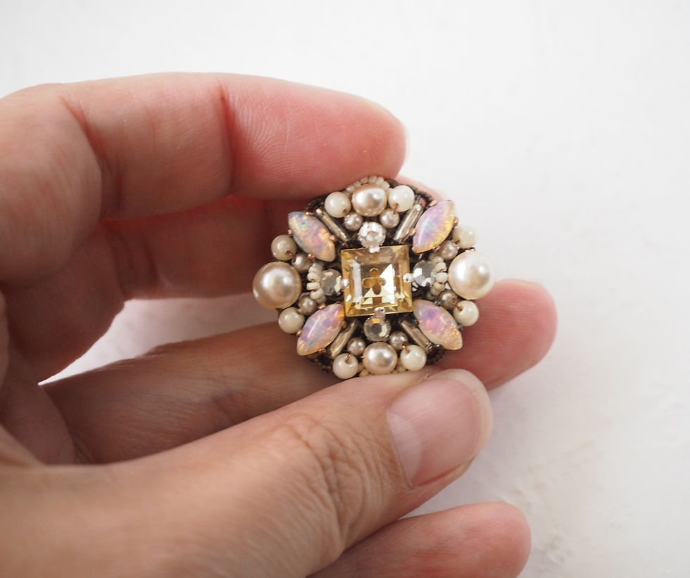 Thumbnail: SMALL OPAL RHINESTONE BROOCH size
