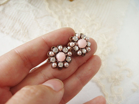 Thumbnail: PINK CRYSTAL RHINESTONE EARRINGS