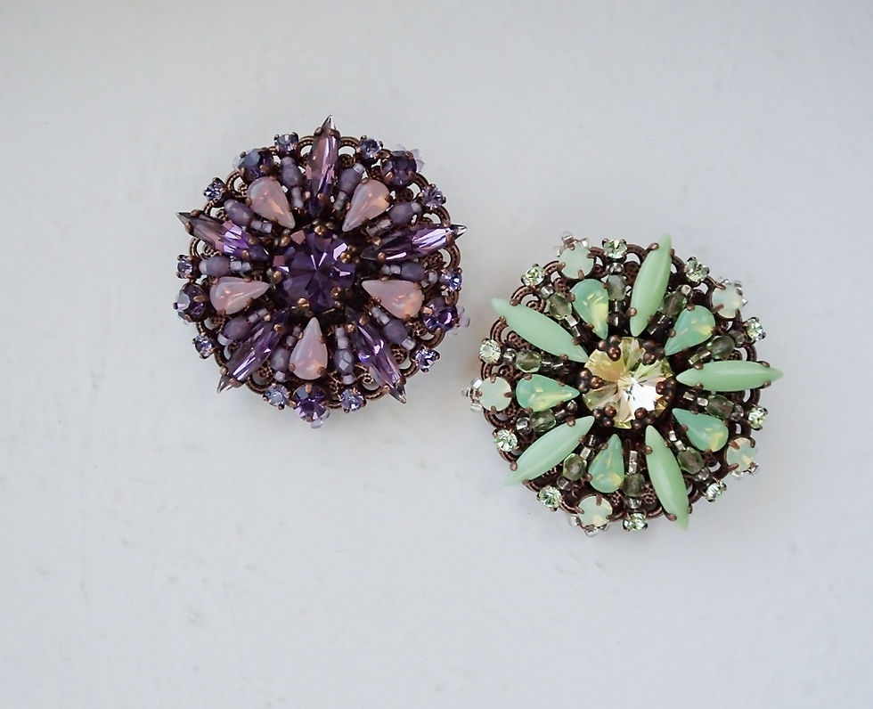 Thumbnail: PURPLE RHINESTONE BROOCH Circle sparkly jewellery