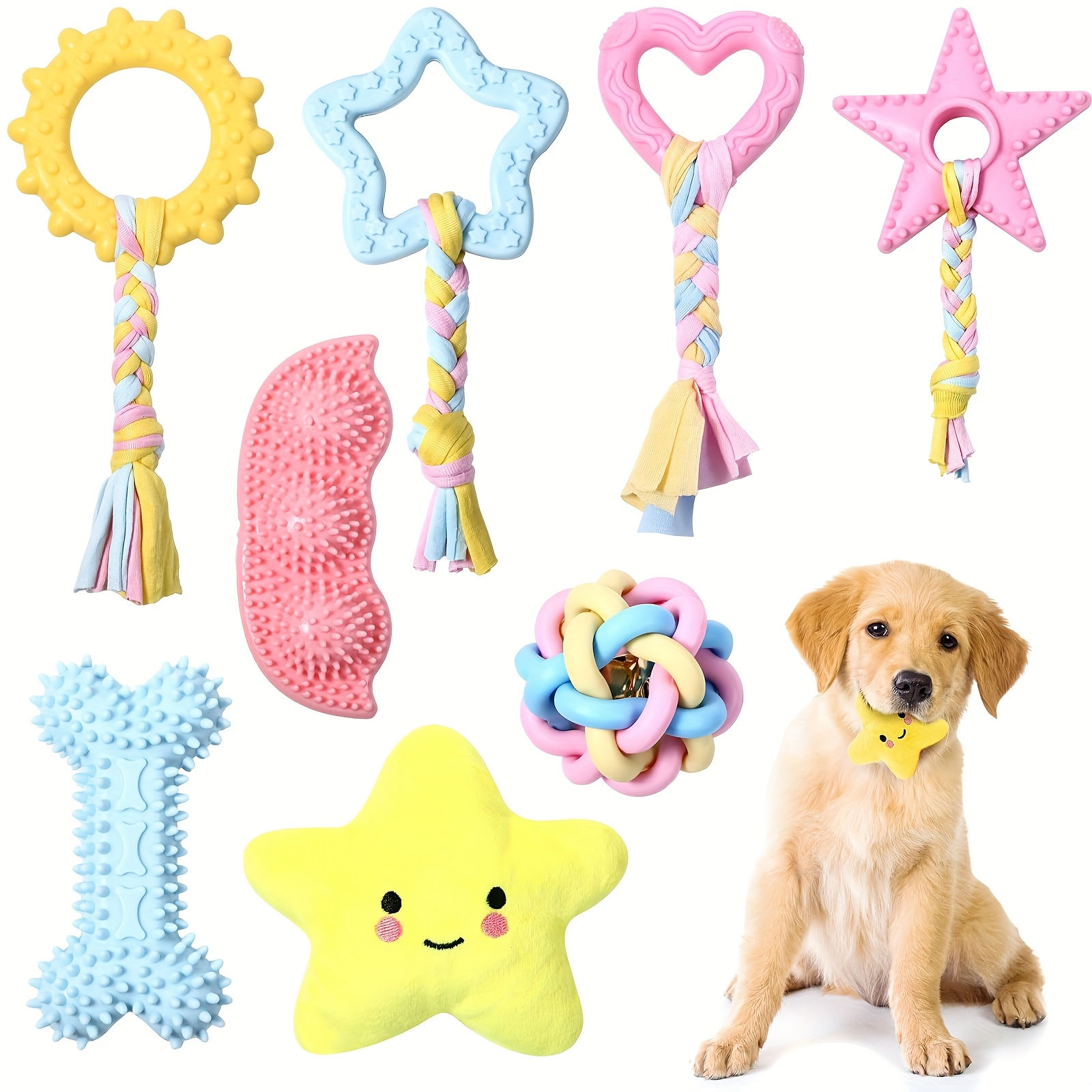8pcs Combination Set Pet Toys Dog Teething Chew Toys Puppy Toys Small And Medium