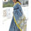 Thumbnail: Blue & Yellow Handblock Print Cotton Saree