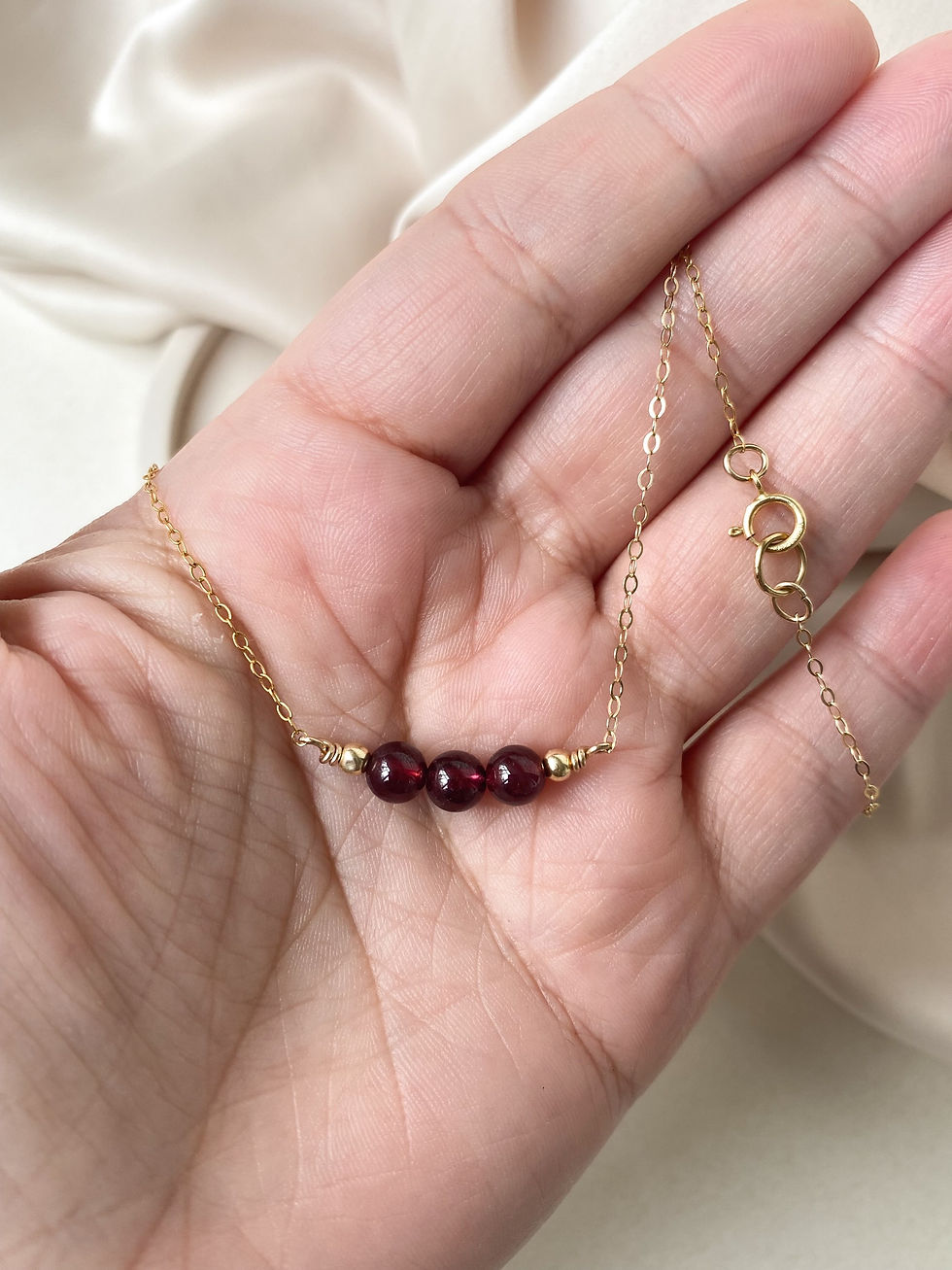 Прев'ю: Кольє 14K gold filled з трьома каменями