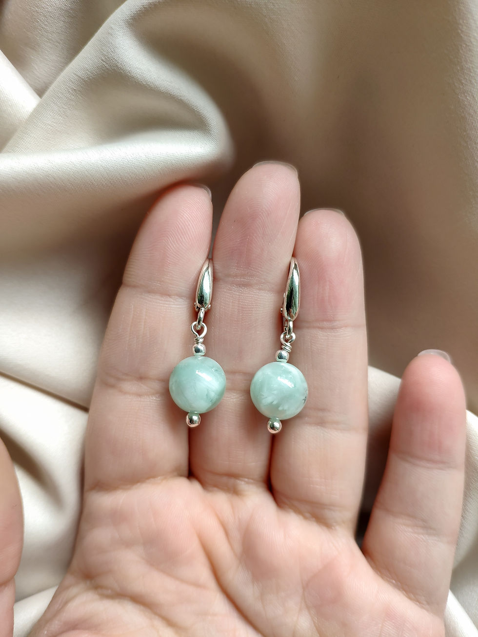 Thumbnail: Сережки срібні Розалі з пумпеліїтом