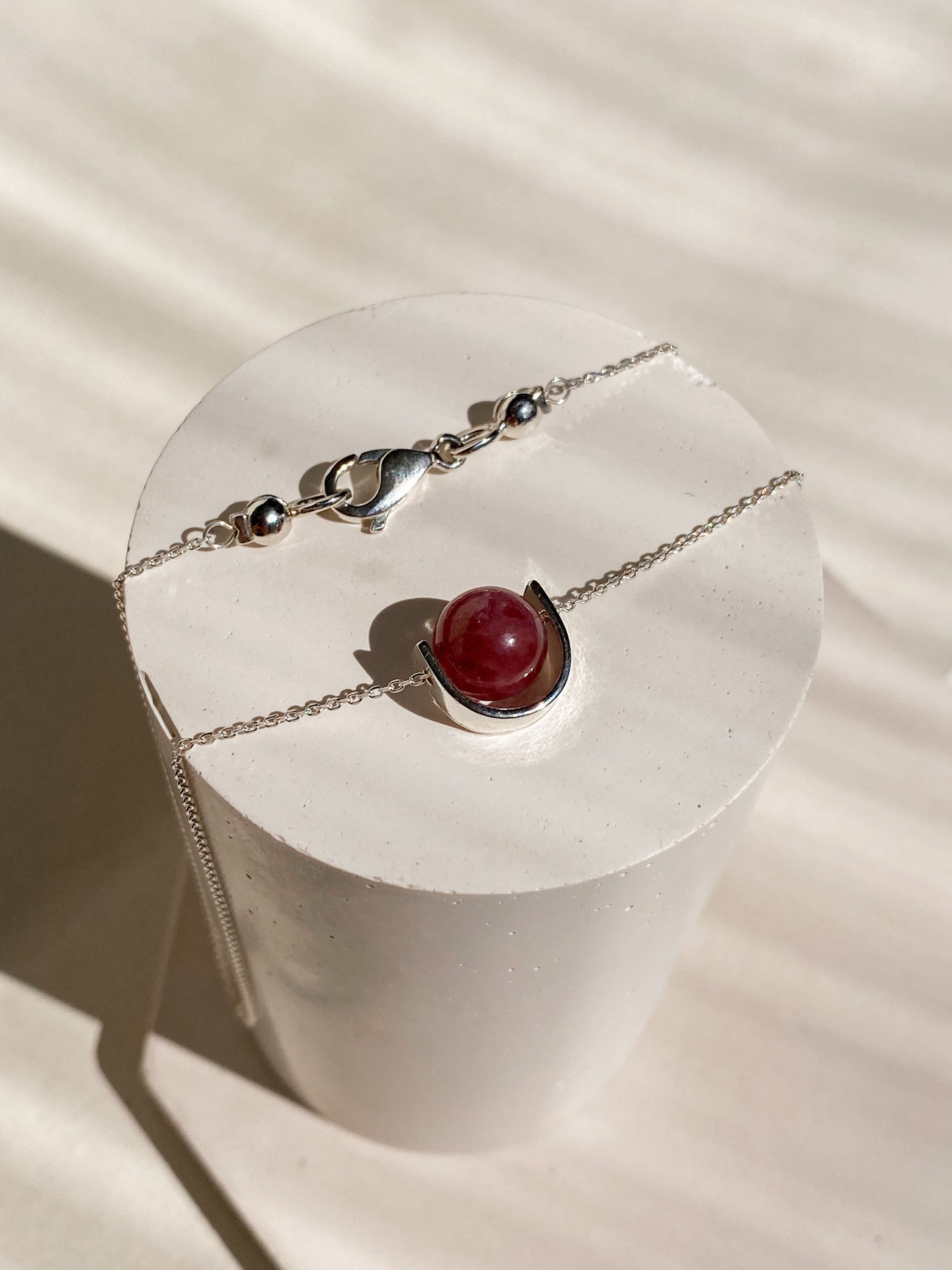 Срібна підвіска Сільвія з рожевим турмаліном